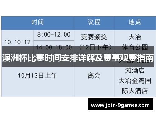 澳洲杯比赛时间安排详解及赛事观赛指南